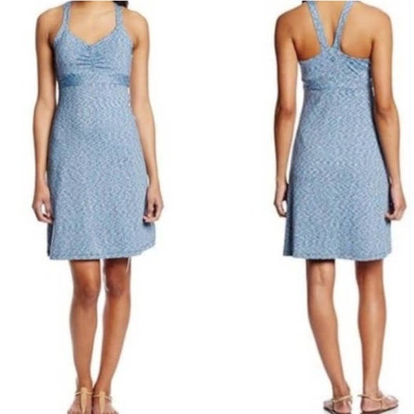 Prana Dresses & Skirts - Prana Sz S Amaya Racerback Athleisure Space Dyed Tank Dress Shelf Bra Blue